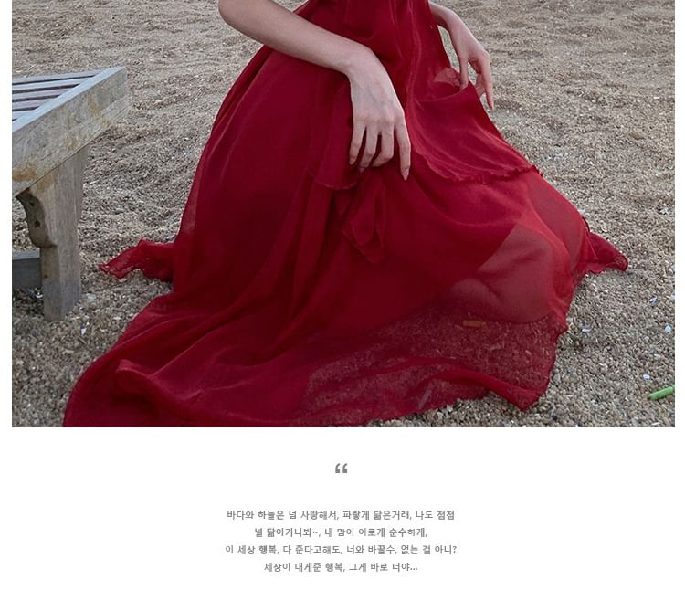 Spaghetti Strap Dress A-Line Sheer Asymmetrical