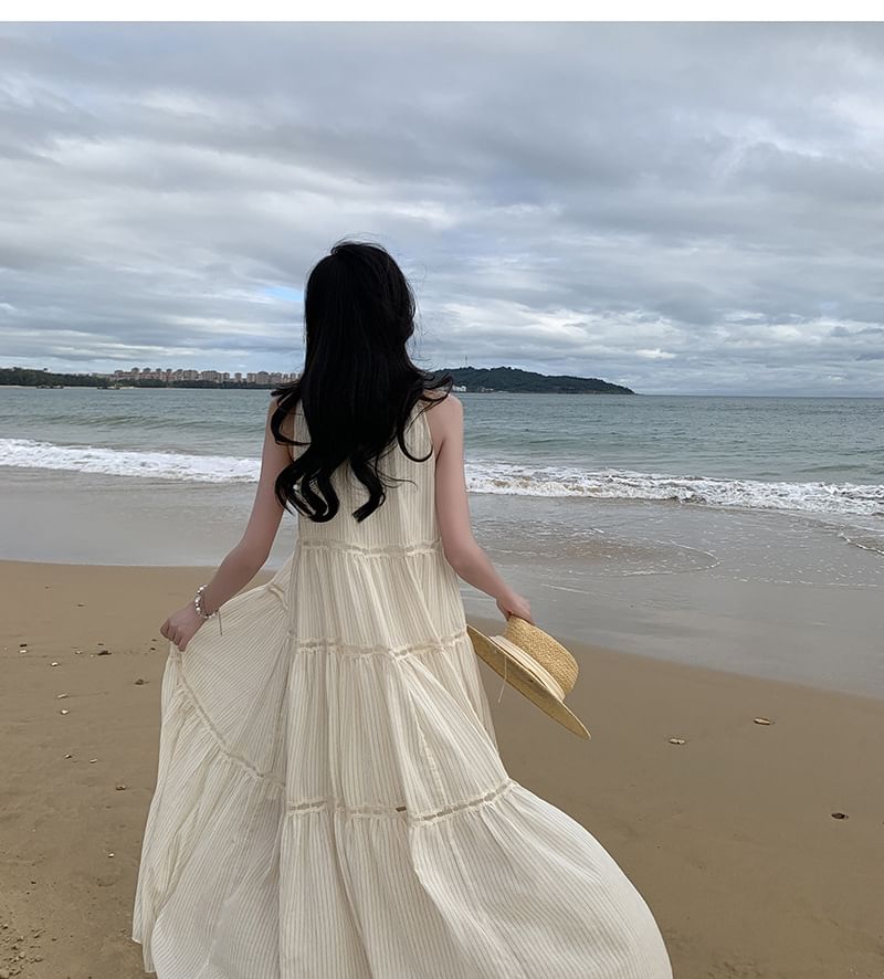 Dress Midi Sleeveless A-Line Crewneck Plain