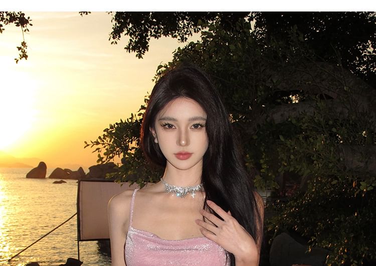 Mermaid Spaghetti Dress Maxi Strap Plain