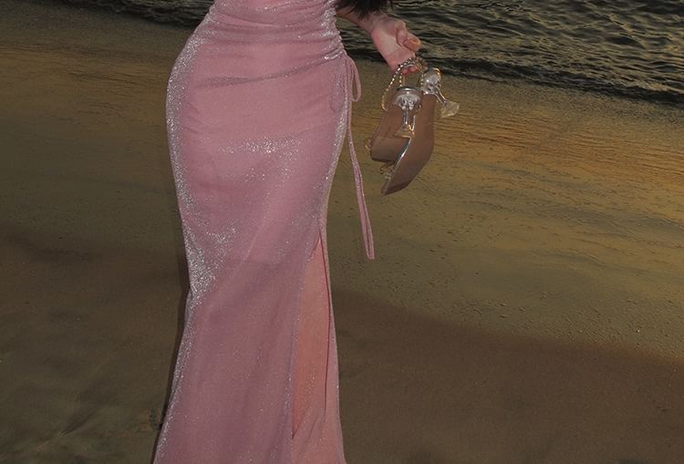 Mermaid Spaghetti Dress Maxi Strap Plain