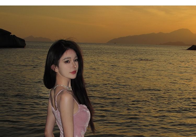 Mermaid Spaghetti Dress Maxi Strap Plain