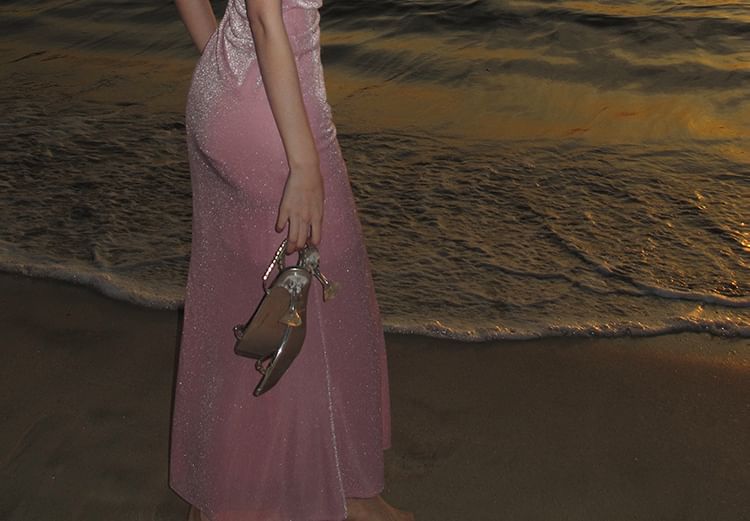 Mermaid Spaghetti Dress Maxi Strap Plain