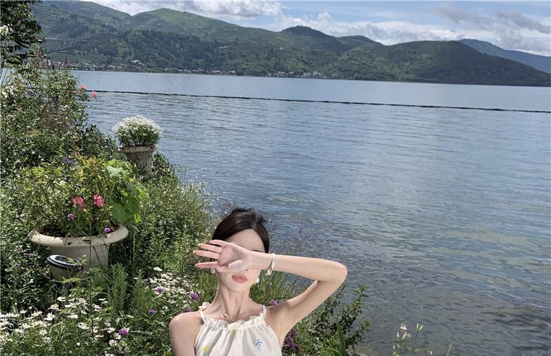 Pattern Sleeveless A-Line Dress Midi Star