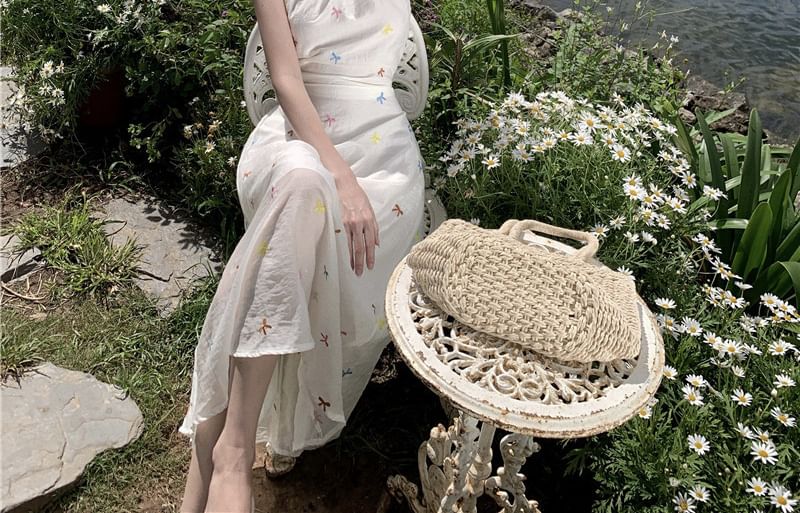 Pattern Sleeveless A-Line Dress Midi Star