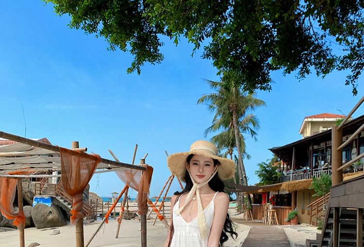 Dress V-Neck Maxi A-Line Plain Sleeveless