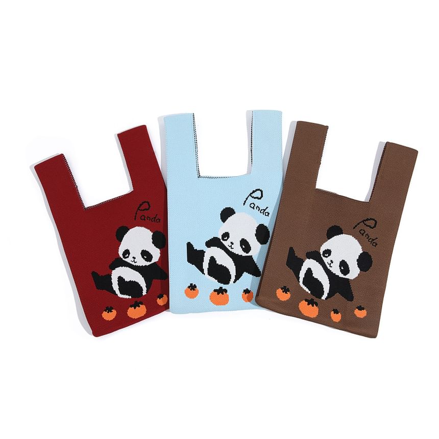 Panda Knit Jacquard Tote Bag