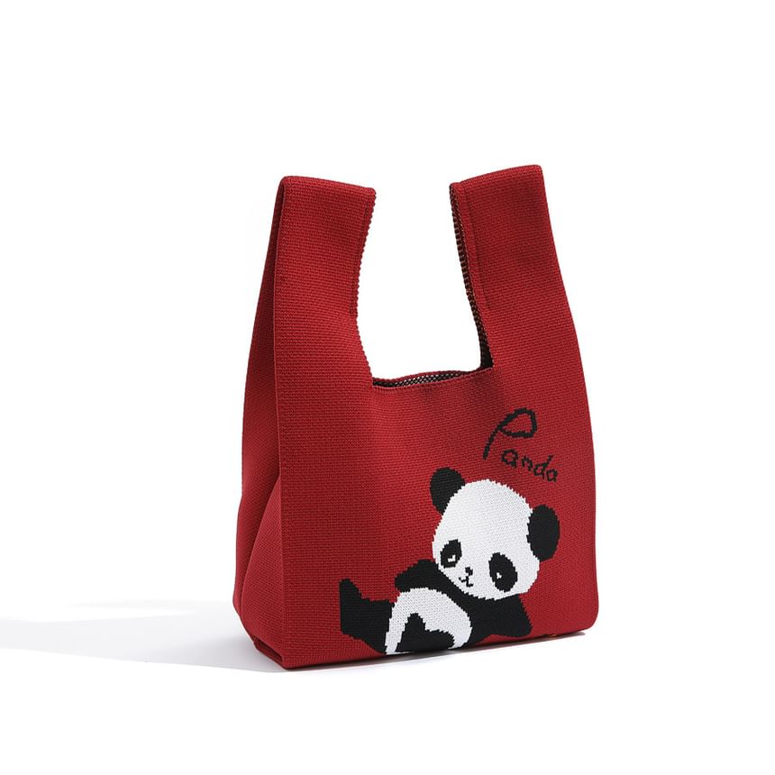 Panda Knit Jacquard Tote Bag