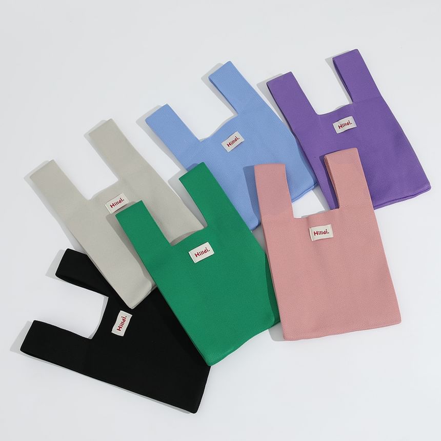 Bag Lettering Applique Tote Knit