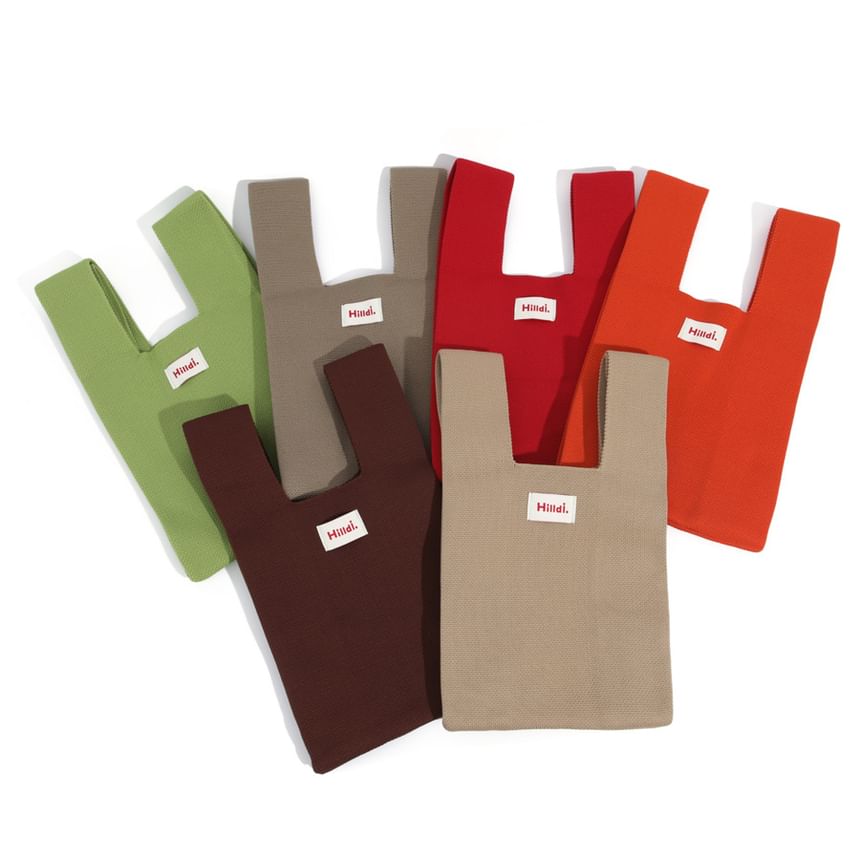 Bag Lettering Applique Tote Knit