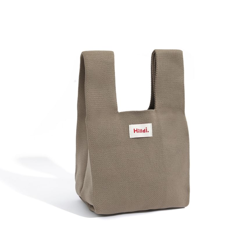 Bag Lettering Applique Tote Knit