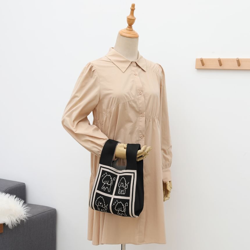 Tote Jacquard Bag Knit Dog