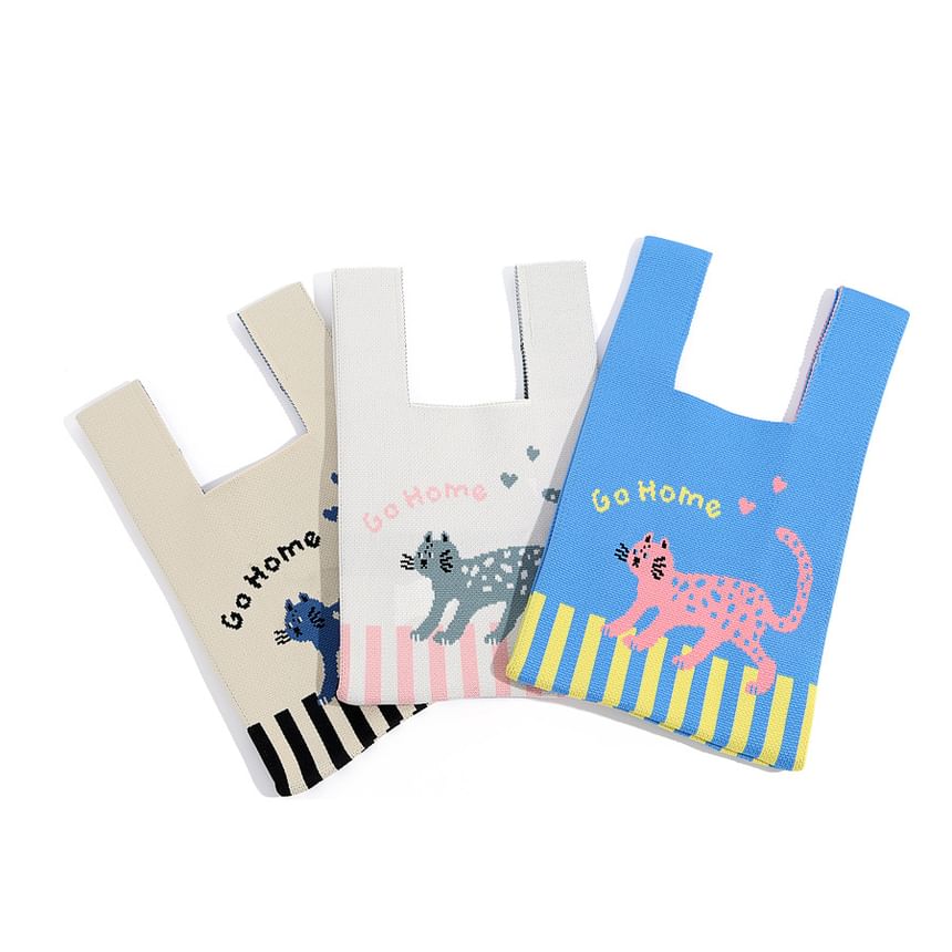 Bag Jacquard Cartoon Tote Knit