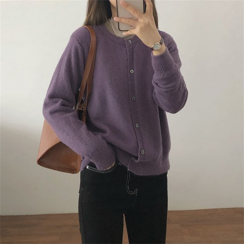 Plain Cardigan Button-Up