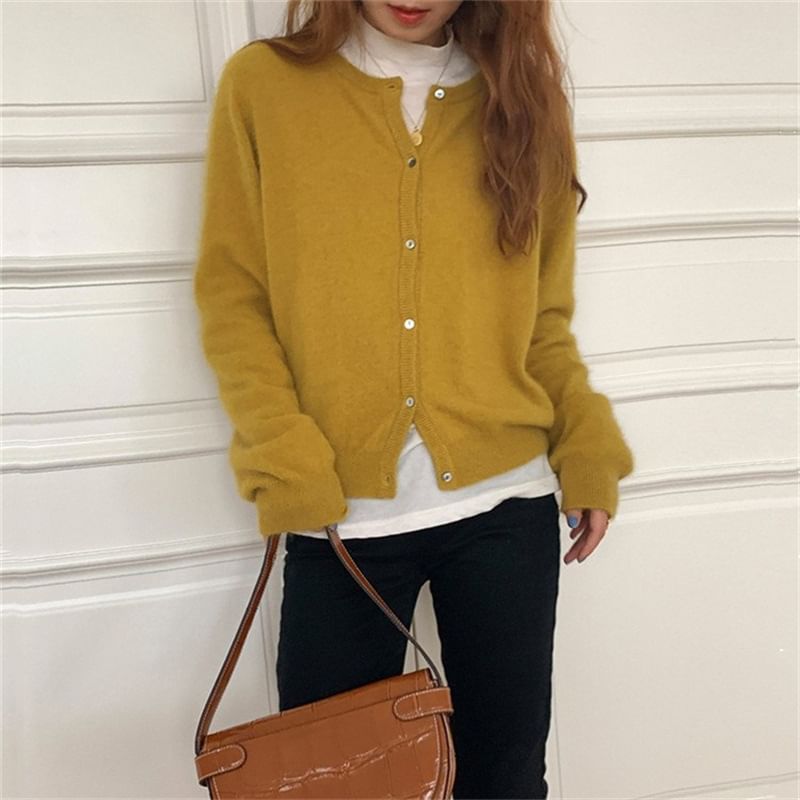 Plain Cardigan Button-Up