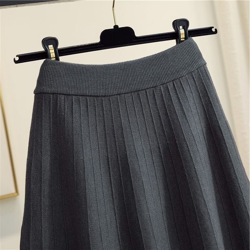 A-Line Printed Waist Skirt Knit Midi High