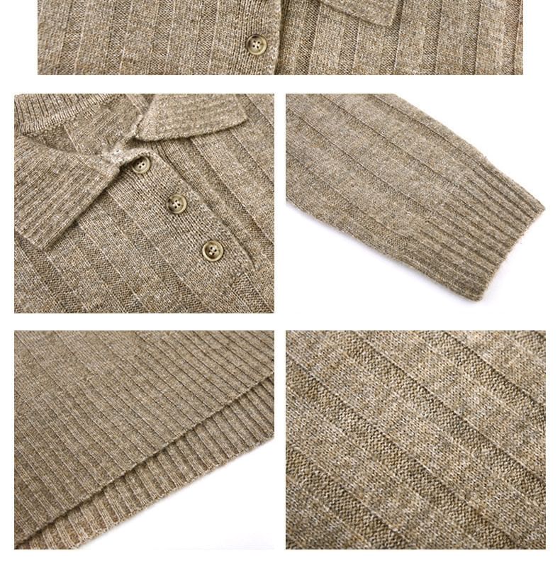 Mini Plain Polo-Neck Dress Long-Sleeve Sweater