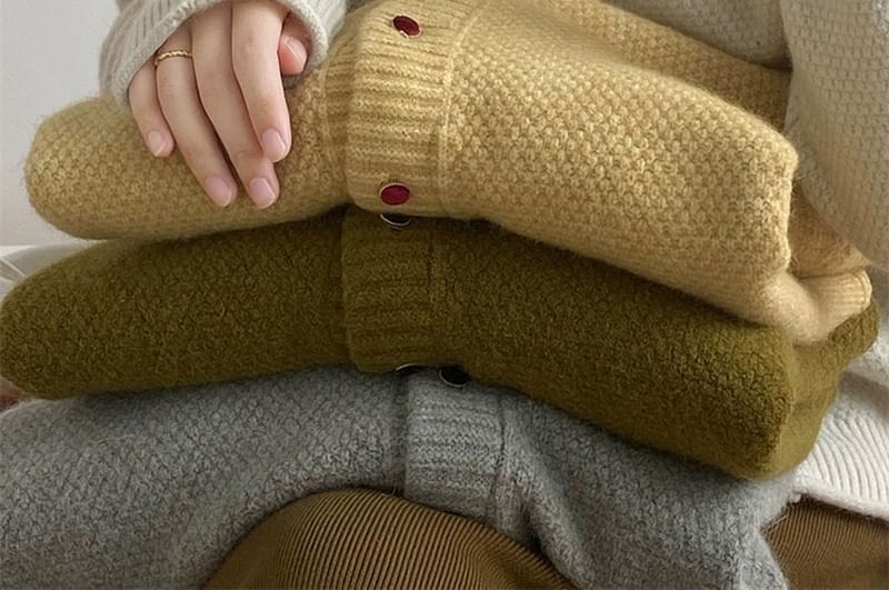 Plain Button-Up Cardigan