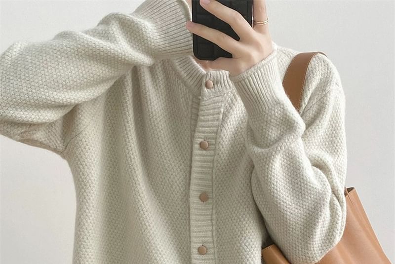 Plain Button-Up Cardigan
