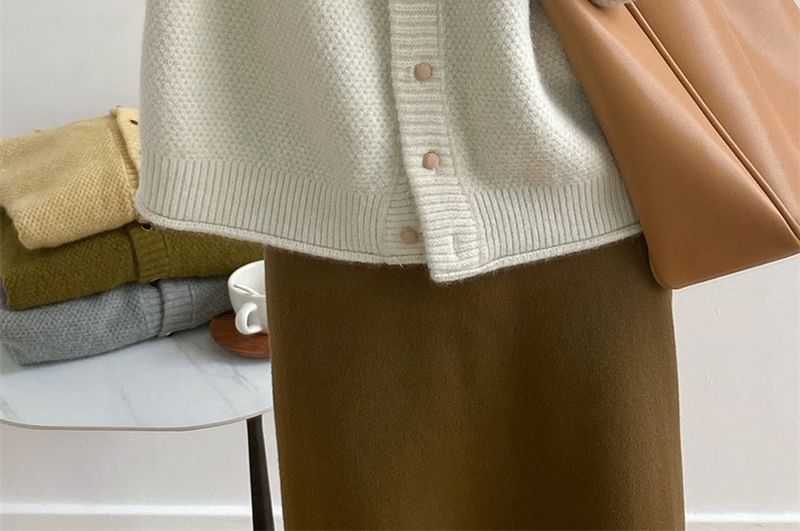Plain Button-Up Cardigan