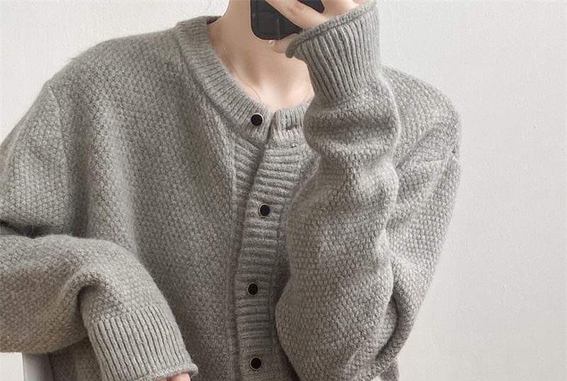 Plain Button-Up Cardigan