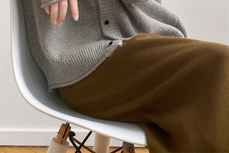 Plain Button-Up Cardigan