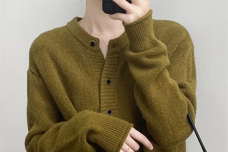 Plain Button-Up Cardigan