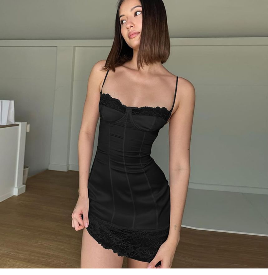 Spaghetti Lace Mini Dress Strap