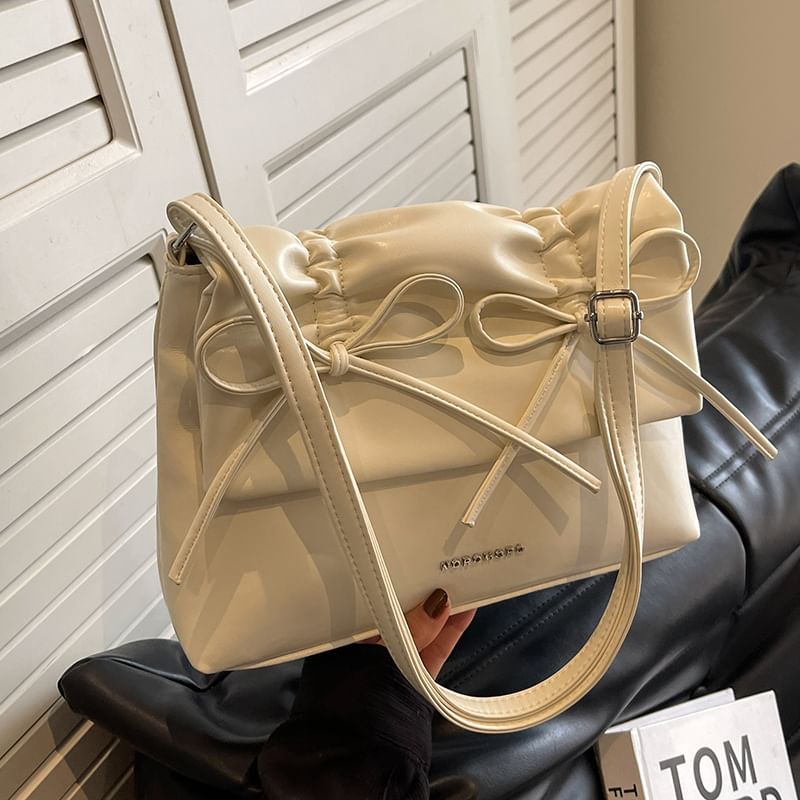 Shoulder Bow Leather Bag Faux