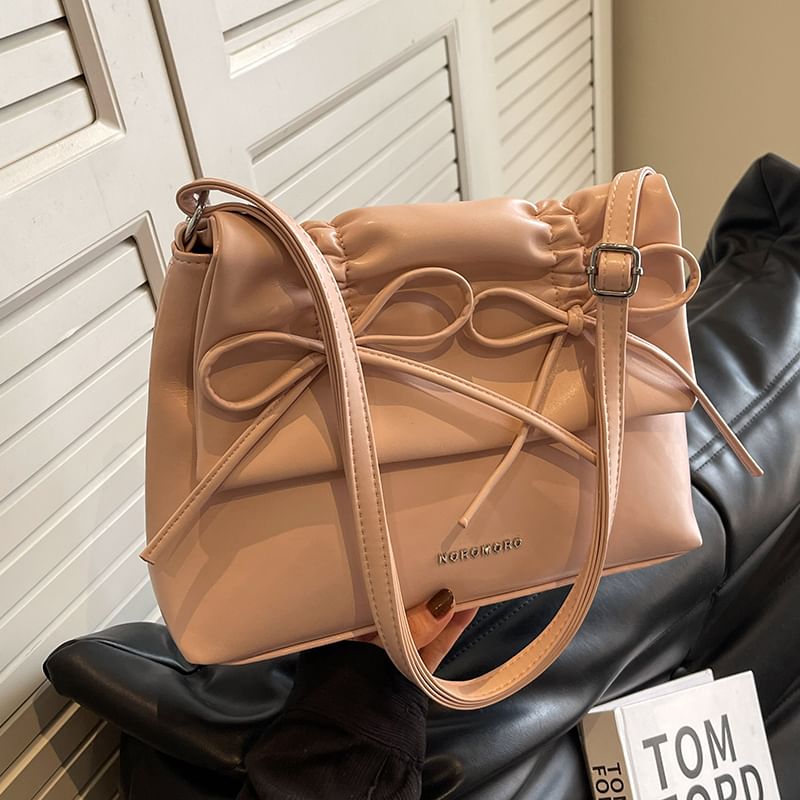 Faux Shoulder Bow Leather Bag