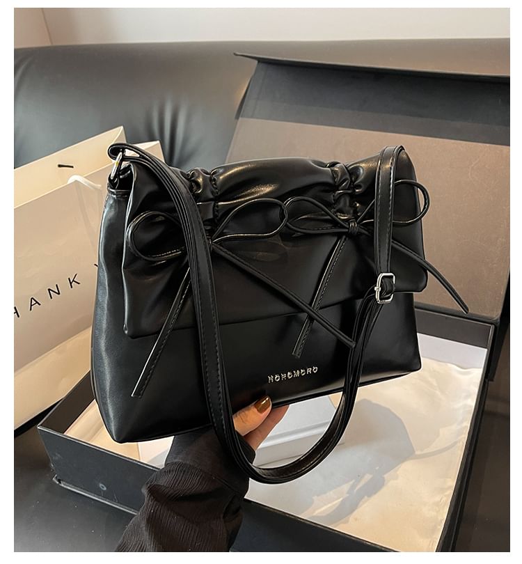 Shoulder Bow Leather Bag Faux