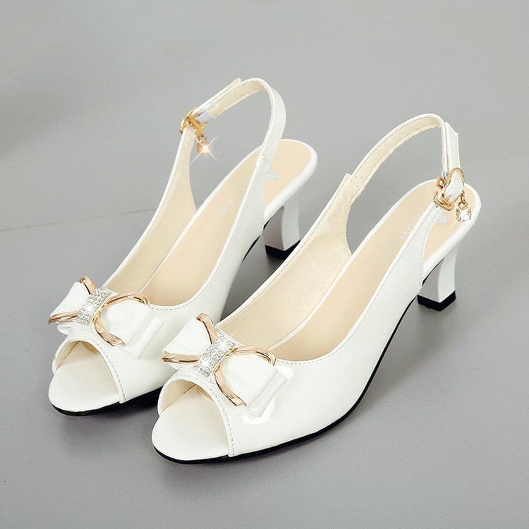 Chunky Heel Sandals BOw Slingback