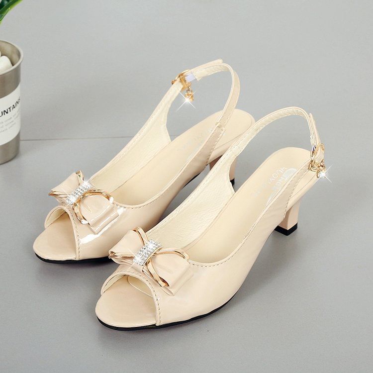 Chunky Heel Sandals BOw Slingback