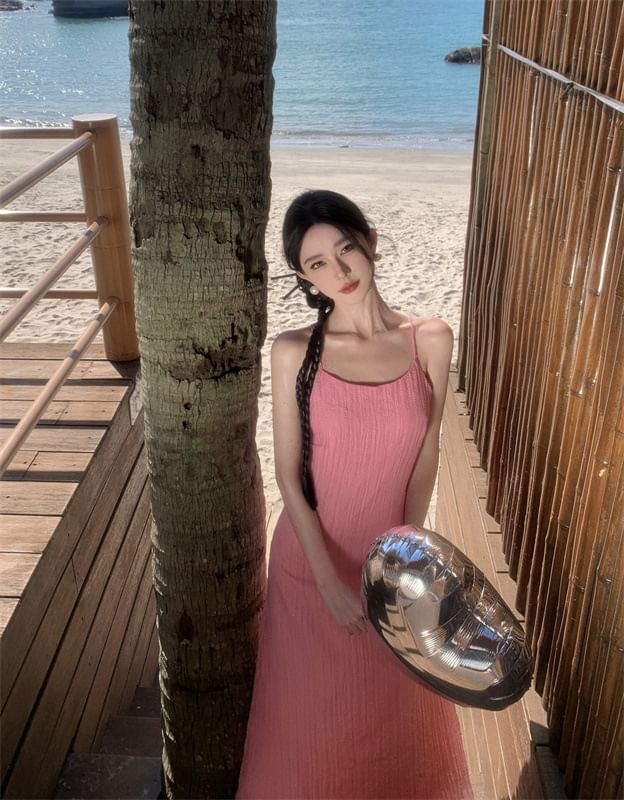 Maxi Mermaid Plain Strap Dress Spaghetti