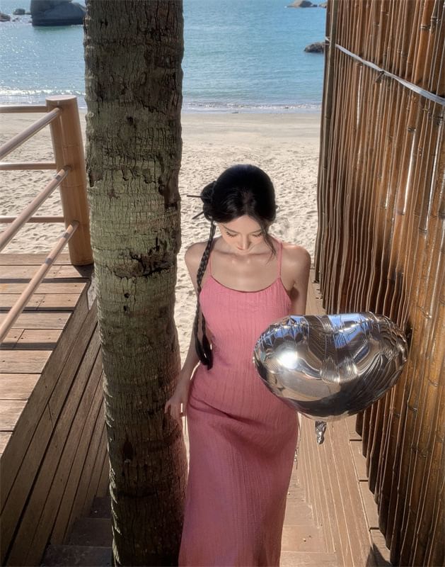 Maxi Mermaid Plain Strap Dress Spaghetti