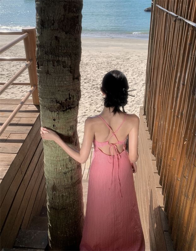 Maxi Mermaid Plain Strap Dress Spaghetti