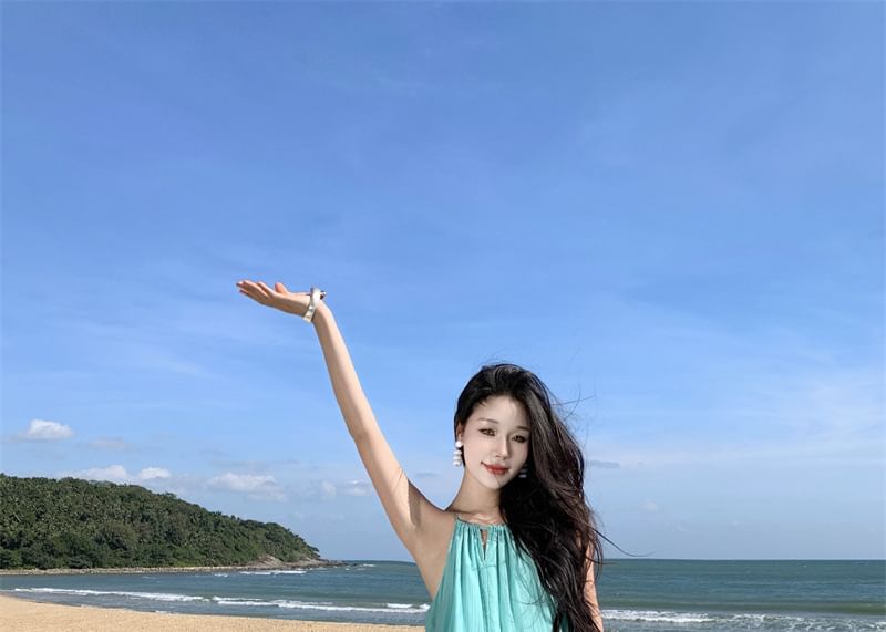 Plain Maxi Sleeveless Dress A0-Line