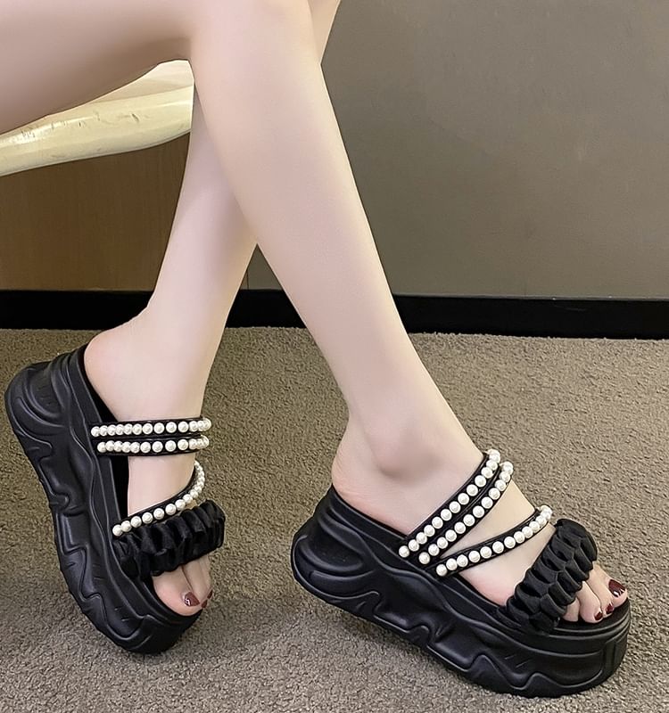 Platform Pearl Faux Sandals