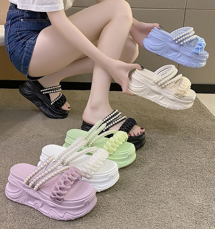 Platform Pearl Faux Sandals