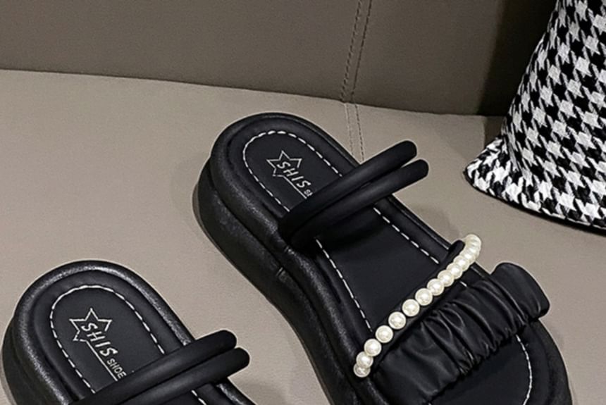 Platform Sandals Pearl Faux Slide