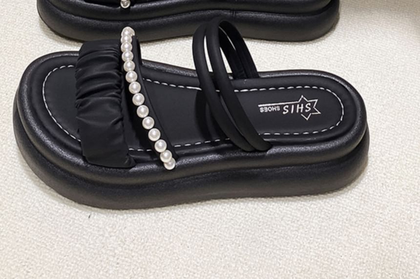 Platform Sandals Pearl Faux Slide