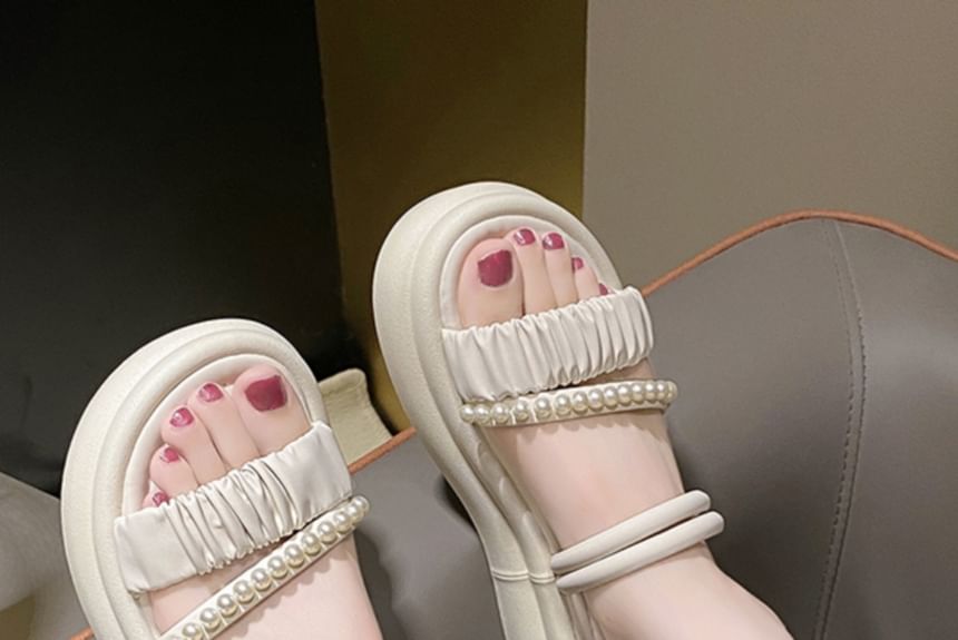Platform Sandals Pearl Faux Slide
