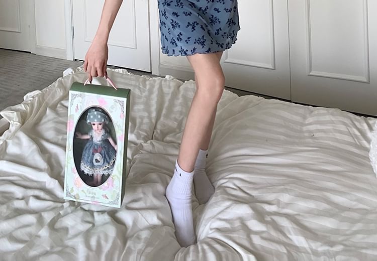 Bodycon Print Dress Floral Mini Short-Sleeve V-Neck