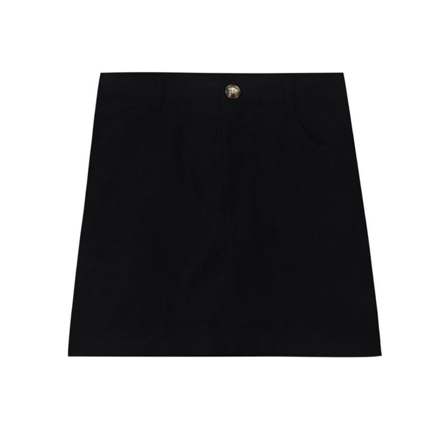 High Waist Mini A-Line Skirt Plain