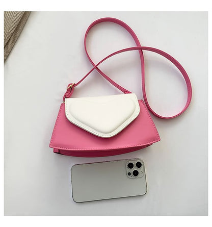 Two Tone Faux Leather Crossbody Bag