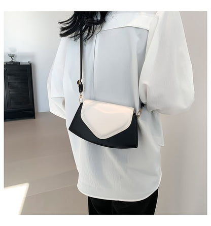 Two Tone Faux Leather Crossbody Bag