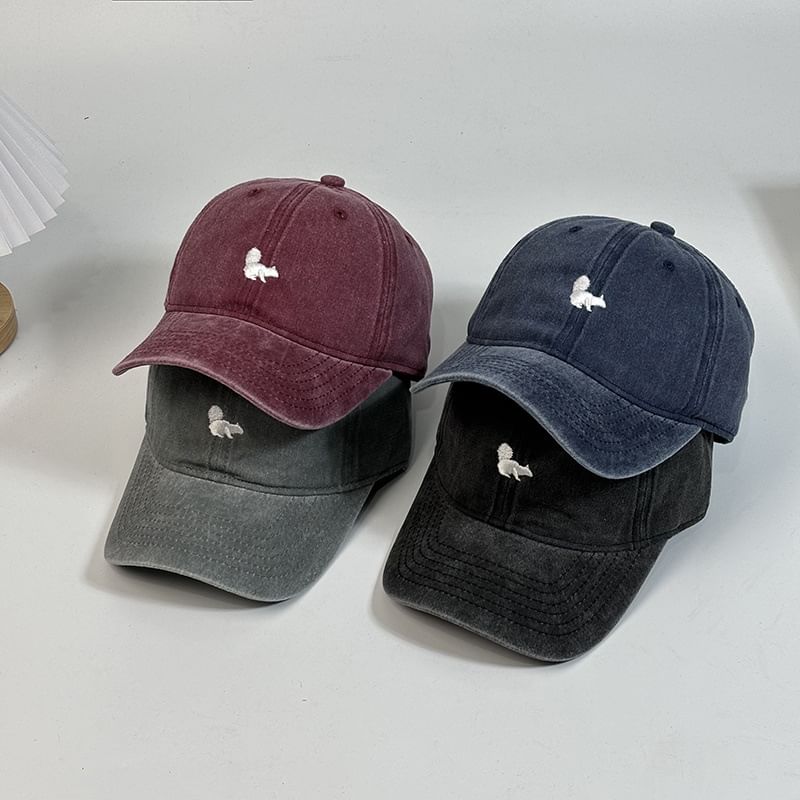 Squirrel Embroidered Baseball Cap