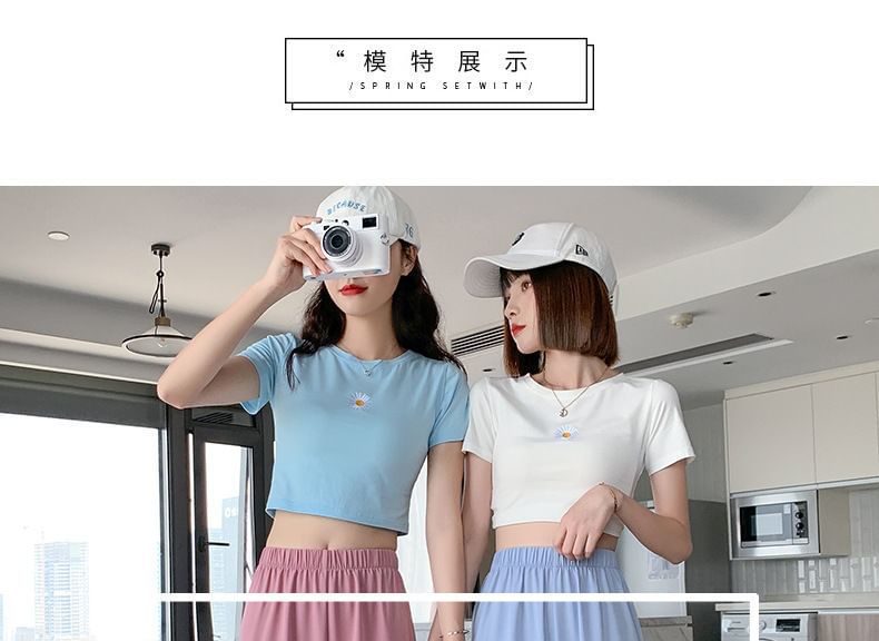 (Various Pants Designs) Elastic Straight Leg Waist Plain