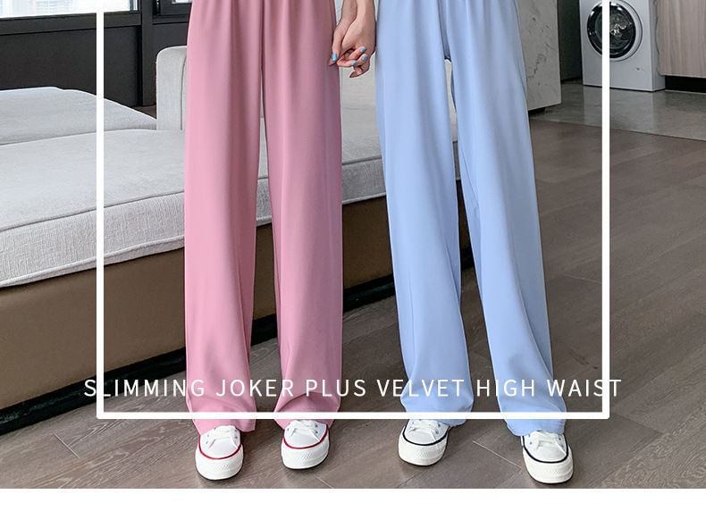 (Various Pants Designs) Elastic Straight Leg Waist Plain