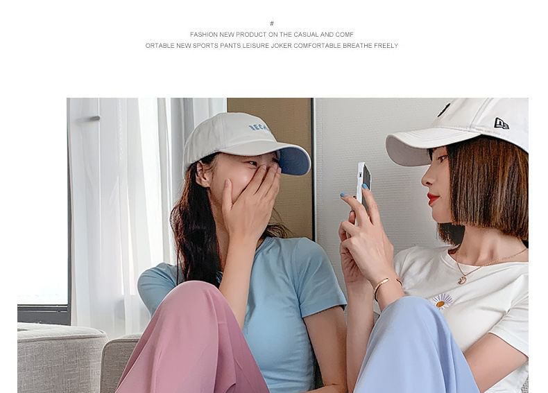 (Various Pants Designs) Elastic Straight Leg Waist Plain