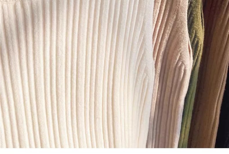 Top Neck Plain Knit Ribbed Crew Tank